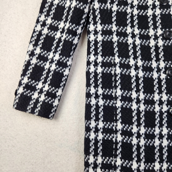 Worthington Womens Size 4 Black/White Soft Houndstooth Button Up Pea Coat - Picture 2 of 14